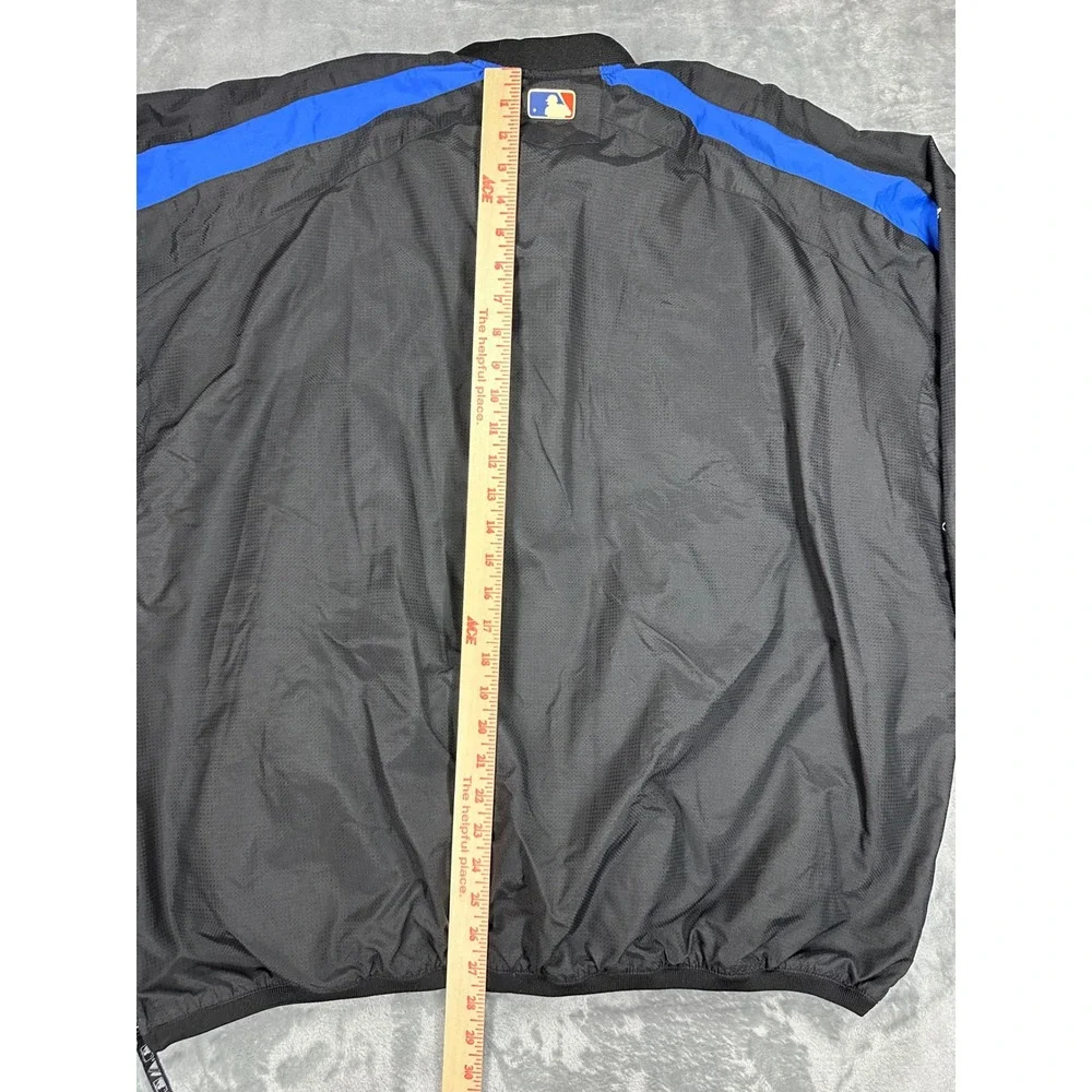 Majestic Authentic New York Mets Windbreaker Jacket‎ Mens XXL Black Blue 1/4 Zip